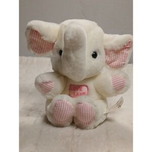 C&A Baby Club‎ Elephant Plush Vintage 1974 Pink Gingham Cream Lovey 8"